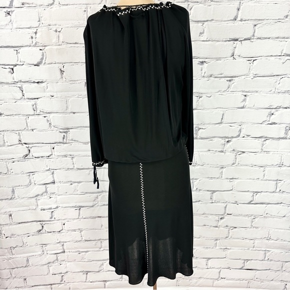 Vintage Jean Paul Gaultier Femme Embroidered Midi Dress US 8 Black LBD Y2k 90s - Picture 2 of 14